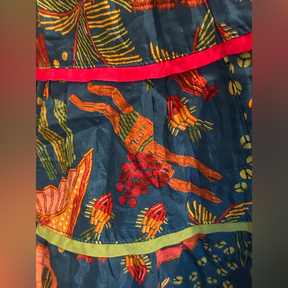 Farm Rio Sz Small Ocean Stories Mermaid Siren Maxi Tiered Dress Boho Sea witch - Picture 8 of 16